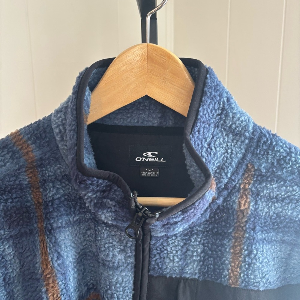 O'Neill Elevation Superfleece Men's L Outdoor Blue Plaid Full Zip Jacket NWT